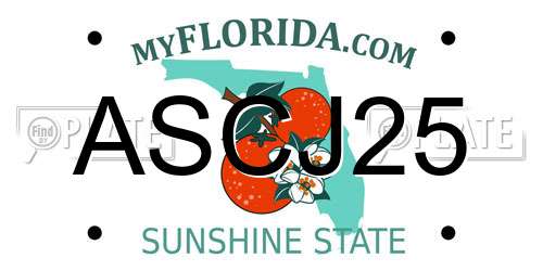ASCJ25 Florida License Plate