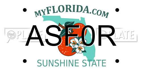 ASF0R Florida License Plate