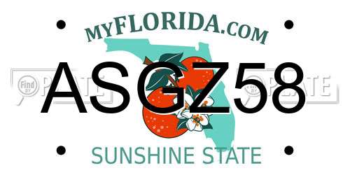 ASGZ58 Florida License Plate