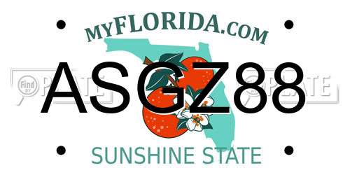 ASGZ88 Florida License Plate