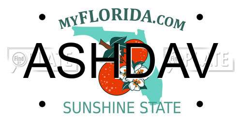 ASHDAV Florida License Plate