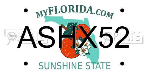 ASHX52 Florida License Plate
