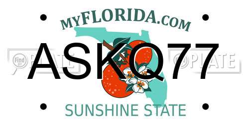 ASKQ77 Florida License Plate