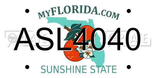 ASL4040 Florida License Plate