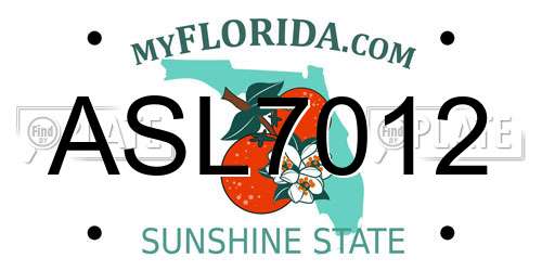 ASL7012 Florida License Plate