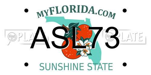 ASL73 Florida License Plate