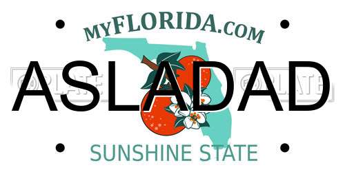 ASLADAD Florida License Plate