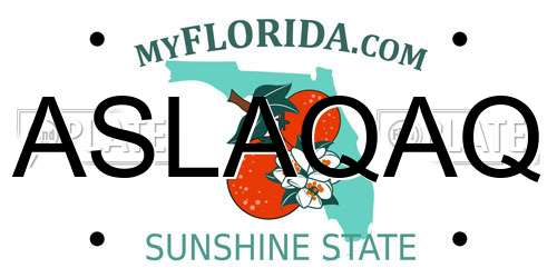 ASLAQAQ Florida License Plate