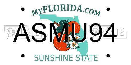 ASMU94 Florida License Plate
