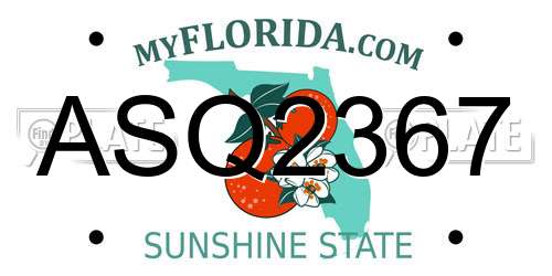 ASQ2367 Florida License Plate