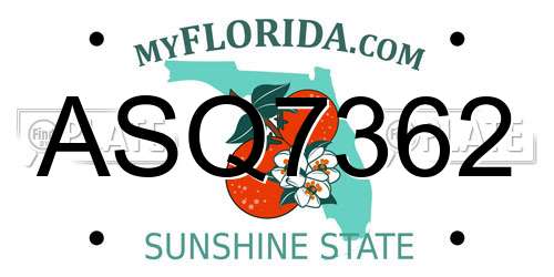 ASQ7362 Florida License Plate