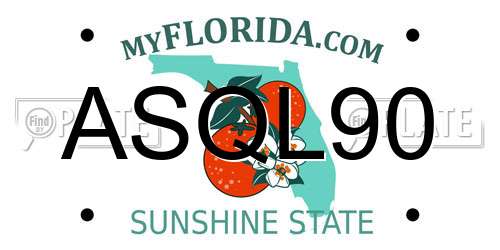 ASQL90 Florida License Plate