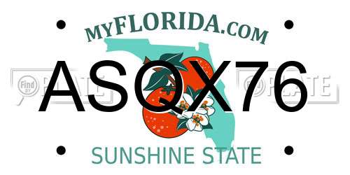 ASQX76 Florida License Plate