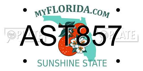 AST857 Florida License Plate