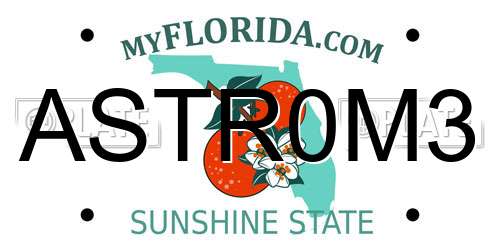 ASTR0M3 Florida License Plate