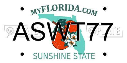 ASWT77 Florida License Plate