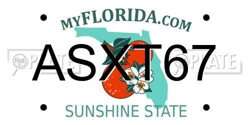 ASXT67 Florida License Plate