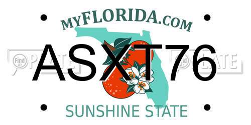 ASXT76 Florida License Plate