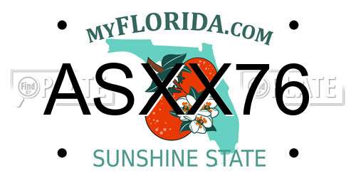 ASXX76 Florida License Plate