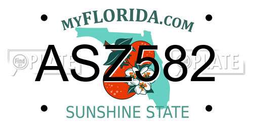 ASZ582 Florida License Plate