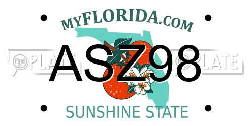 ASZ98 Florida License Plate