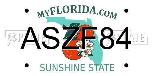ASZF84 Florida License Plate