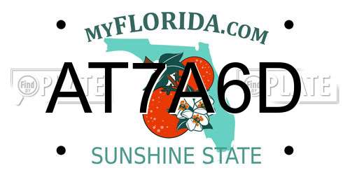 AT7A6D Florida License Plate