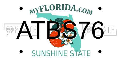 ATBS76 Florida License Plate