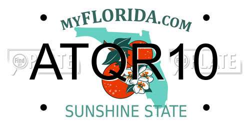 ATQR10 Florida License Plate