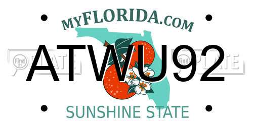 ATWU92 Florida License Plate