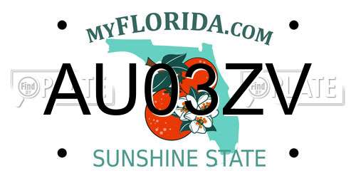 AU03ZV Florida License Plate