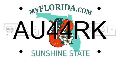 AU44RK Florida License Plate