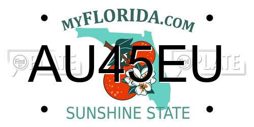 AU45EU Florida License Plate