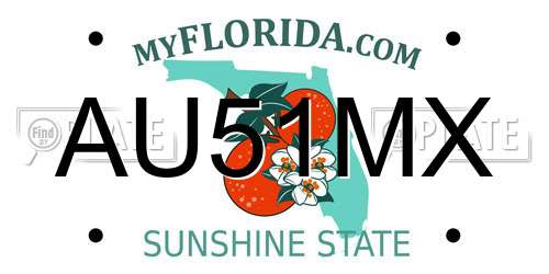 AU51MX Florida License Plate