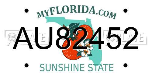 AU82452 Florida License Plate