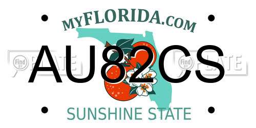 AU82CS Florida License Plate
