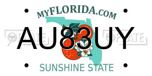 AU83UY Florida License Plate