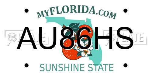 AU86HS Florida License Plate