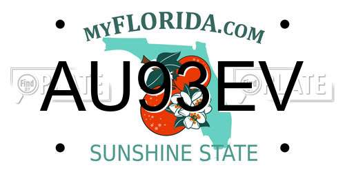 AU93EV Florida License Plate
