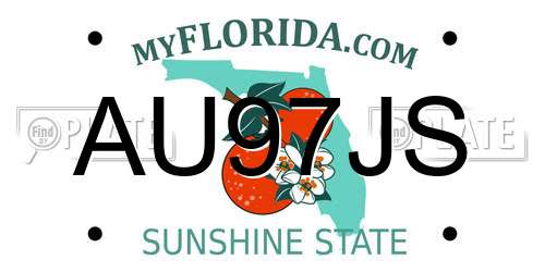 AU97JS Florida License Plate