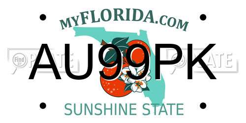 AU99PK Florida License Plate