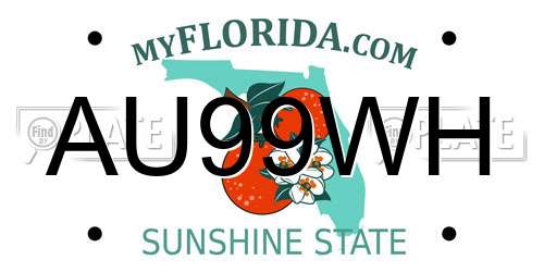 AU99WH Florida License Plate