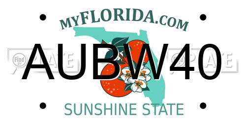 AUBW40 Florida License Plate