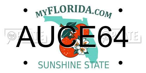 AUCE64 Florida License Plate