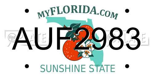 AUF2983 Florida License Plate