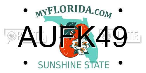 AUFK49 Florida License Plate