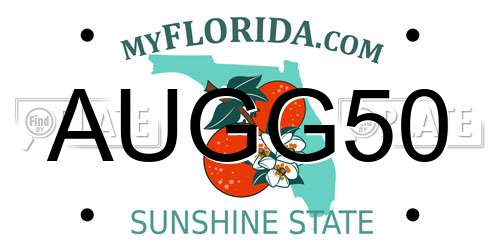 AUGG50 Florida License Plate