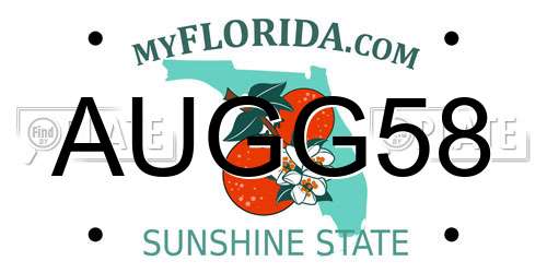 AUGG58 Florida License Plate