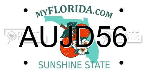 AUJD56 Florida License Plate
