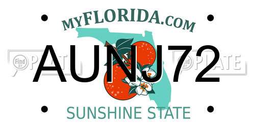 AUNJ72 Florida License Plate